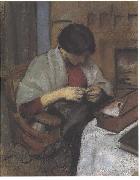 August Macke Elisabeth Gerhard sewing Sweden oil painting artist